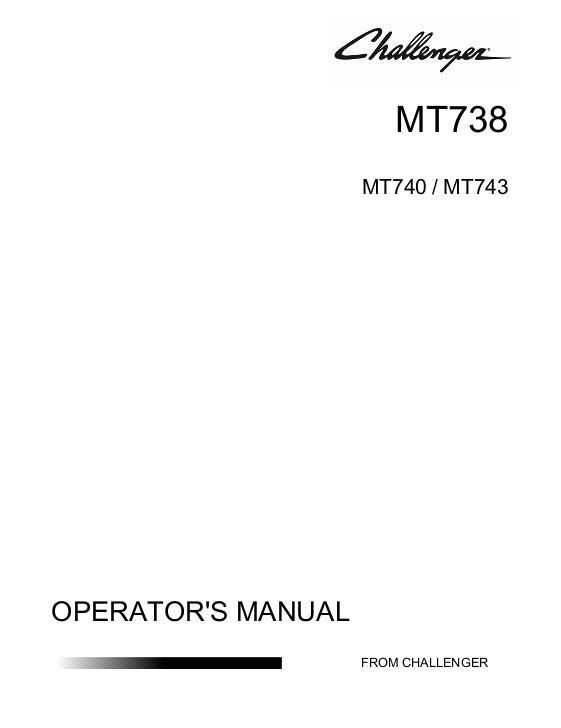AGCO MT738 MT740 MT743 Operator Manual 609462D1A English
