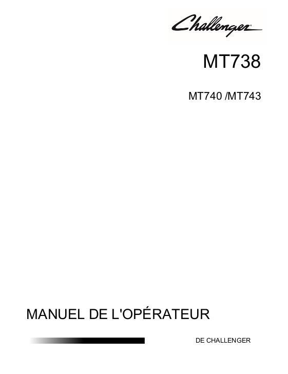 AGCO MT738 MT740 MT743 Operator Manual 609463D1A French