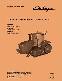 AGCO MT738 MT740 MT743 Tractor (tier 4) Operator Manual 589605D1F French