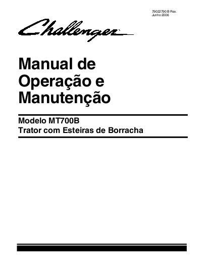 AGCO MT745B MT755B MT765B Tractor (eff sn xxx6, 2006, non CE) Operator Manual 79022790B Portuguese