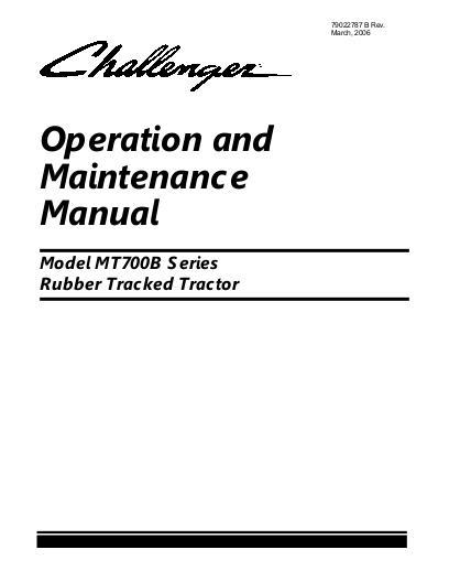 AGCO MT745B MT755B MT765B Tractor (non CE) Operator Manual 79022787B English