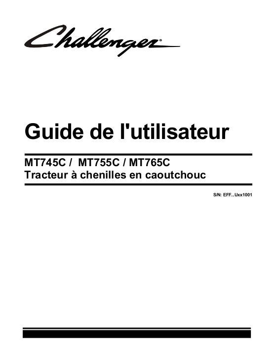 AGCO MT745C MT755C MT765C Rubber Track Tractor Operator Manual 521966D1K French