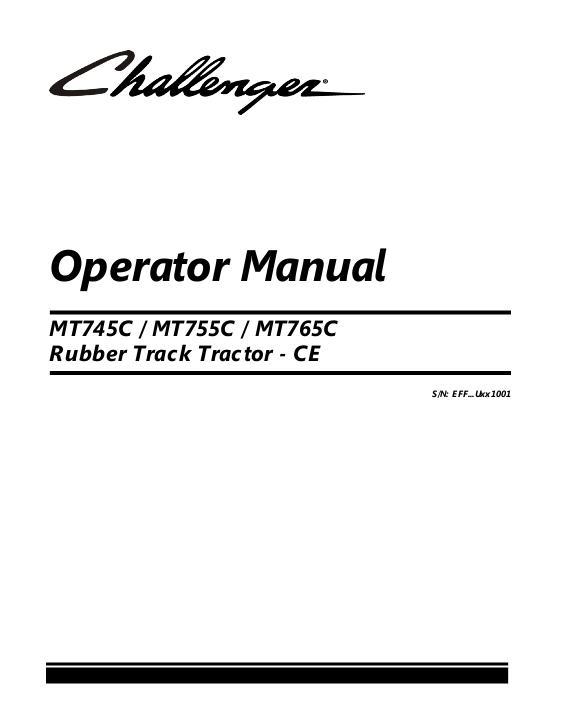AGCO MT745C MT755C MT765C Tractor (CE) Operator Manual 521969D1K English