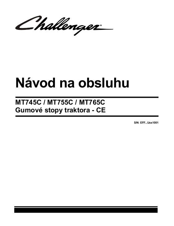 AGCO MT745C MT755C MT765C Tractor (eff sn Ux1001, 2009, CE) Operator Manual 79033482J Slovakian