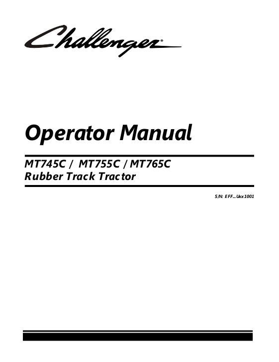 AGCO MT745C MT755C MT765C Tractor (non CE) Operator Manual 521963D1K English