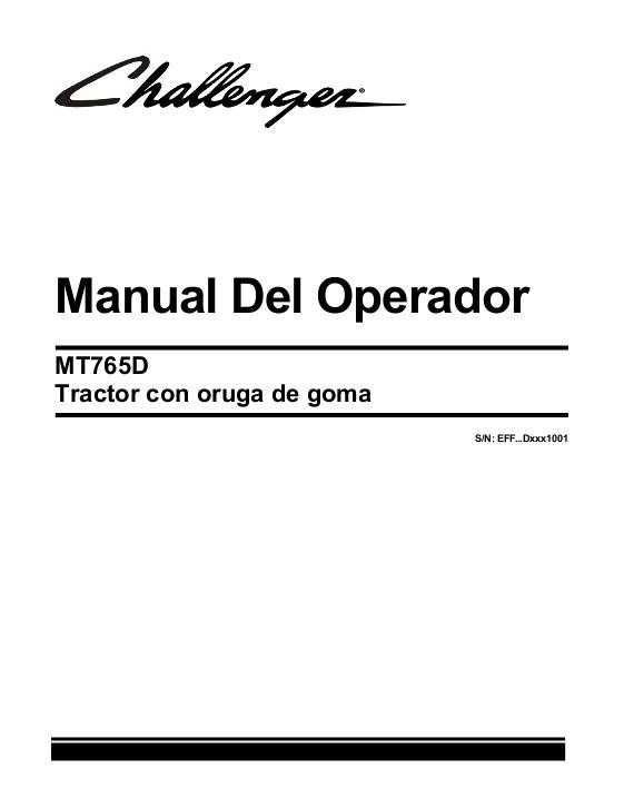 AGCO MT765D Tractor (no DEF, eff sn Dxxx1001, 2013) Operator Manual 570074D1B Spanish