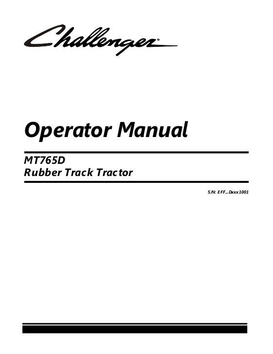 AGCO MT765D Tractor (non CE, not tier 4, eff sn Dxxx1001, 2013) Operator Manual 569003D1B English