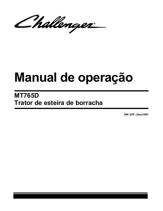 AGCO MT765D Trator ( w_o DEF, eff sn Dxxx1001, 2013) Operator Manual 569005D1B Portuguese