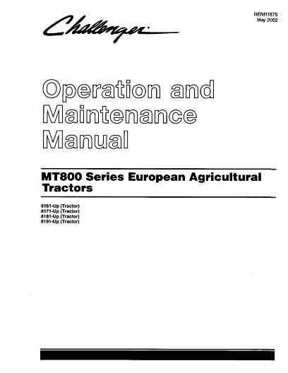 AGCO MT835 MT845 MT855 MT865 (CE, eff sn xxx2, 2002-2003) Operator Manual RENR1875 English