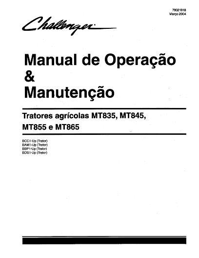 AGCO MT835 MT845 MT855 MT865 Tractor (2003-05, non CE) Operator Manual 79023131A Portuguese