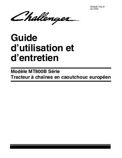 AGCO MT835B MT845B MT855B MT865B MT875B Tractor (2006, CE) Operator Manual 79022801B French