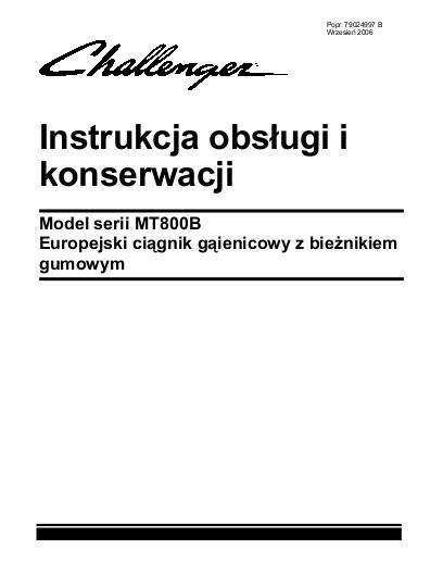 AGCO MT835B MT845B MT855B MT865B MT875B Tractor (2006, CE) Operator Manual 79024997B Polish