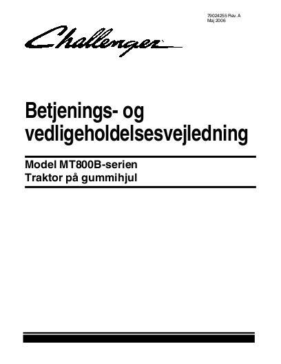AGCO MT835B MT845B MT855CE MT865 MT875 Tractor (2006, CE) Operator Manual 79024255A Danish
