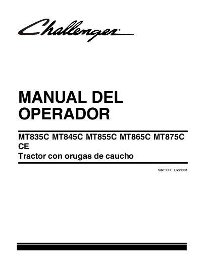 AGCO MT835C MT845C MT855 MT865C MT875C Tractor (2009, CE) Operator Manual 522631D1A Spanish