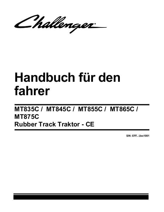AGCO MT835C MT845C MT855C MT865C MT875C Tractor (2009, CE) Operator Manual 522633D1H German
