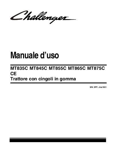 AGCO MT835C MT845C MT855C MT865C MT875C Tractor (2009, CE) Operator Manual 522634D1A Italian