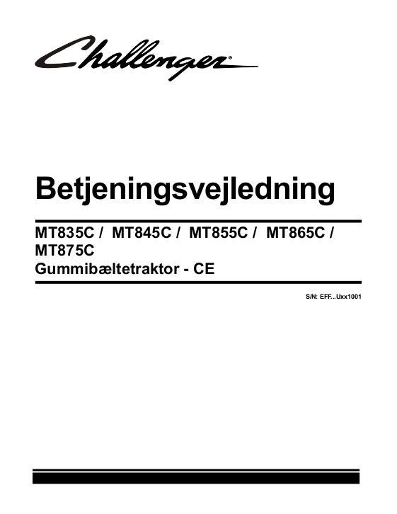 AGCO MT835C MT845C MT855C MT865C MT875C Tractor (2009, CE) Operator Manual 522635D1H Danish