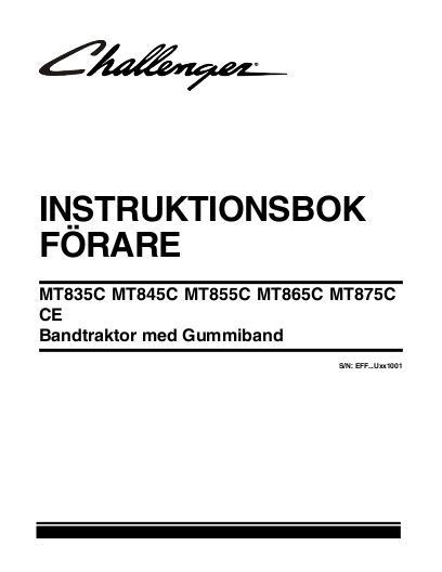 AGCO MT835C MT845C MT855C MT865C MT875C Tractor (2009, CE) Operator Manual 522636D1A Swedish