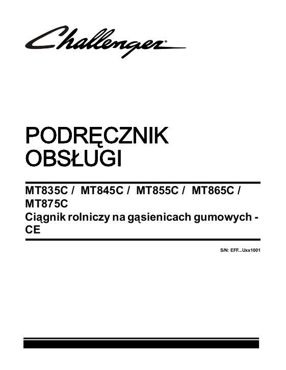 AGCO MT835C MT845C MT855C MT865C MT875C Tractor (2009, CE) Operator Manual 522637D1H Polish