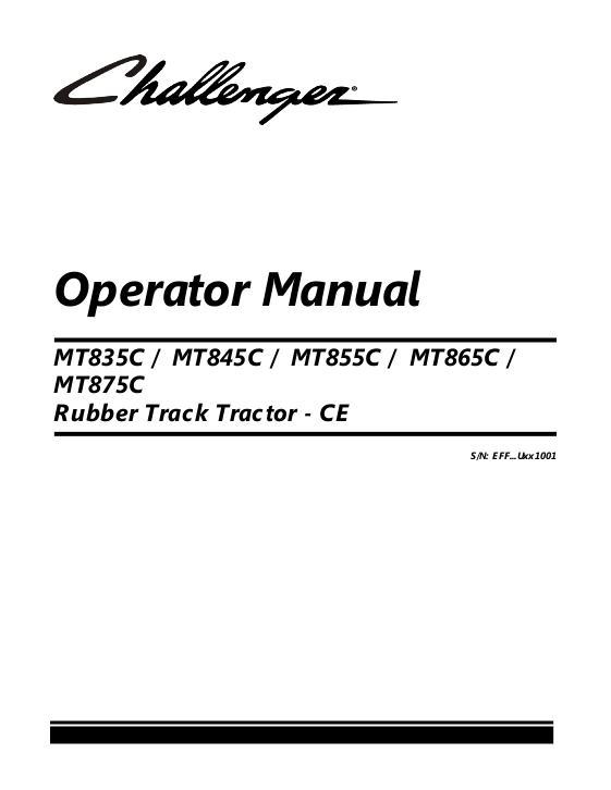 AGCO MT835C MT845C MT855C MT865C MT875C Tractor (CE) Operator Manual 522630D1J English