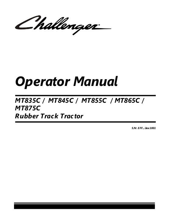 AGCO MT835C MT845C MT855C MT865C MT875C Tractor (non CE) Operator Manual 522624D1J English