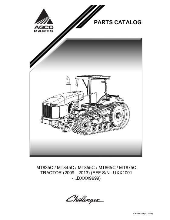 AGCO MT835C MT845C MT855C MT865C MT875C (eff sn Uxx1001, 2009) Parts Book 526163D1H English