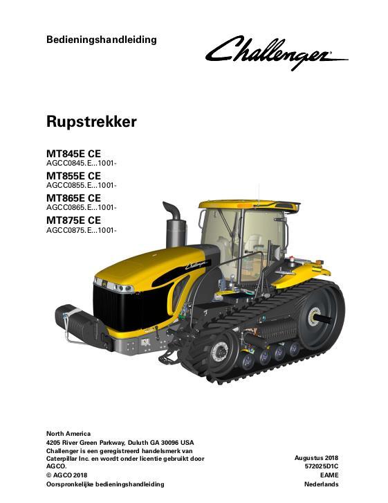AGCO MT845E MT855E MT865E MT875E Tractor (CE, eff Fxxx1001) Operator Manual 572025D1C Dutch