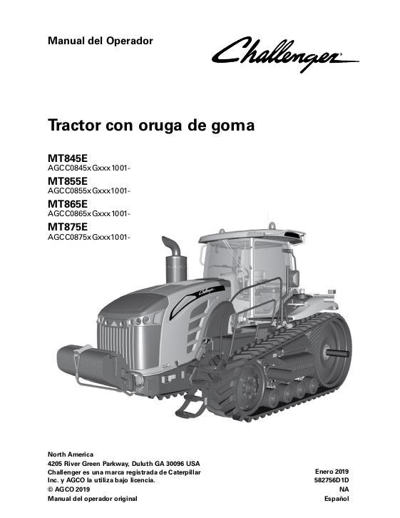 AGCO MT845E MT855E MT865E MT875E Tractor (export, not tier 4) Operator Manual 582756D1D Spanish