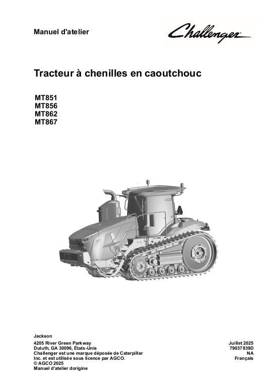 AGCO MT851 MT856 MT862 MT867 MY23- (packet) Service Manual 79037839D French