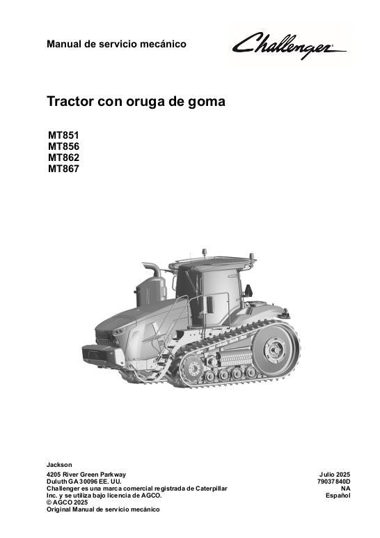 AGCO MT851 MT856 MT862 MT867 MY23- (packet) Service Manual 79037840D Spanish
