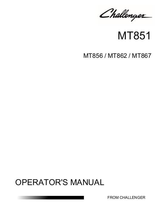 AGCO MT851 MT856 MT862 MT867 Operator Manual 609426D1B English