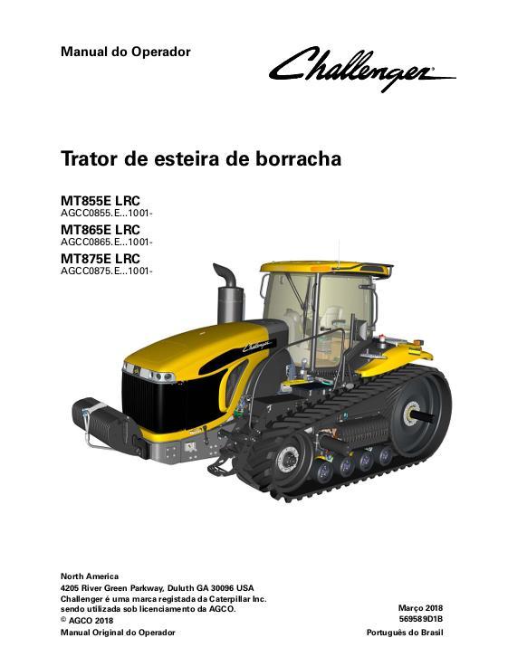 AGCO MT855E MT865E MT875E TRACTOR (without DEF) Operator Manual 569589D1B Portuguese