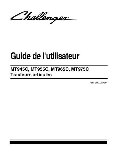 AGCO MT945C MT955C MT965C Tractor (eff sn Ux1001, 2009) Operator Manual 523232D1A French