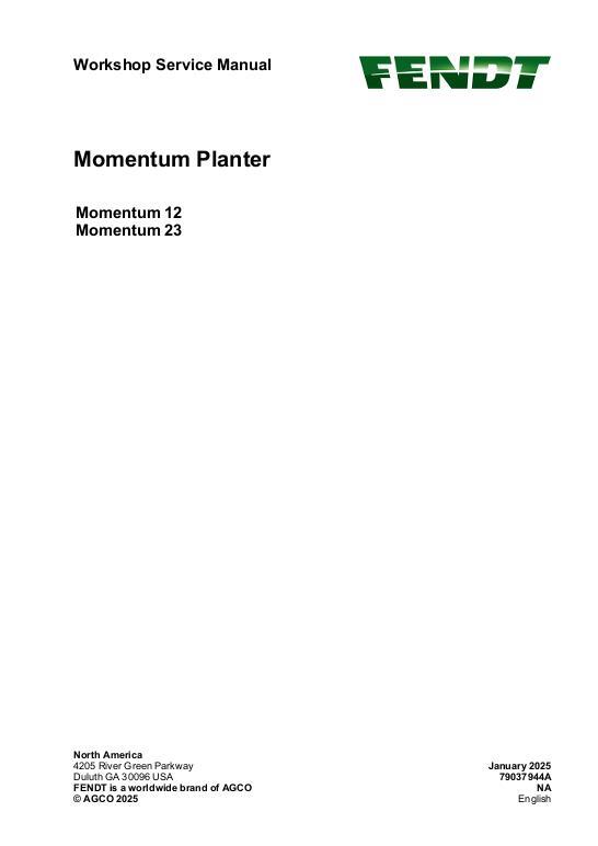 AGCO Momentum 12 Momentum 23 Workshop Service Manual Service Manual 79037944A English