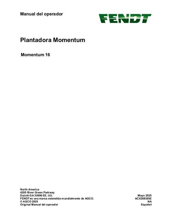AGCO Momentum 16 Planter Operator Manual ACX268385E Spanish