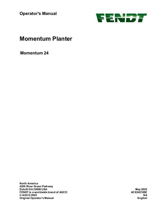 AGCO Momentum 24 Planter Operator Manual ACX242188E English