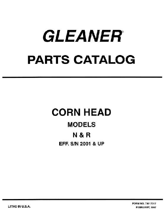 AGCO N R Series Corn Head (sn 2001-8000) Parts Book 79017317 English
