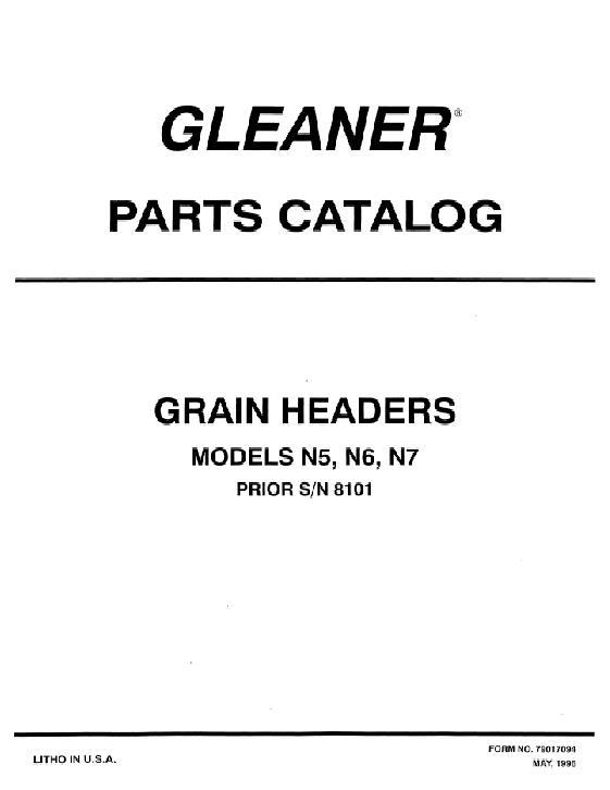 AGCO N Series Grain Header (prior sn 8101) Parts Book 79017094 English