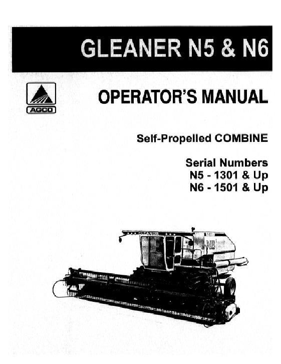 AGCO N5 (1301-1500) N6 (1501-2000) Combine Operator Manual 71313185 English