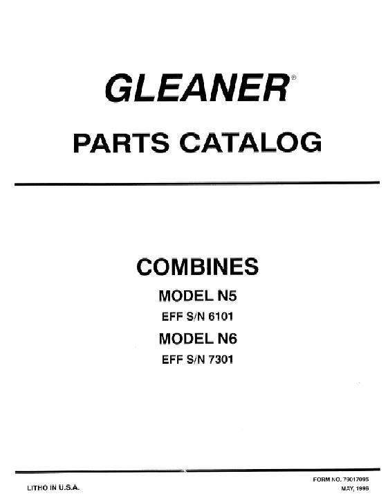AGCO N5 (6101-8000) N6 (7301-8801) N7 (prior 1201) Combine Parts Book 79017095 English