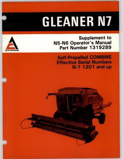 AGCO N7 Combine (eff sn 1201-1700) Operator Manual 71320790 English