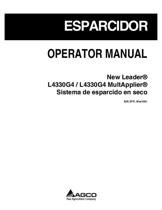 AGCO NL L4330G4 L4330G4 MultApplier (systema, eff sn Wxxx1001) Operator Manual 551992D1B Spanish