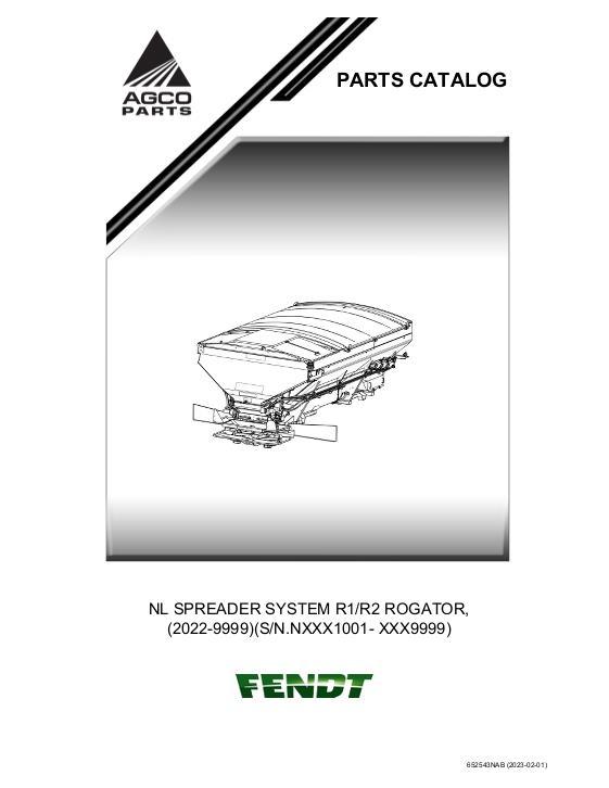 AGCO NL SPREADER SYSTEM R1 R2 ROGATOR, (2022-9999) Parts Book 652543NAB English