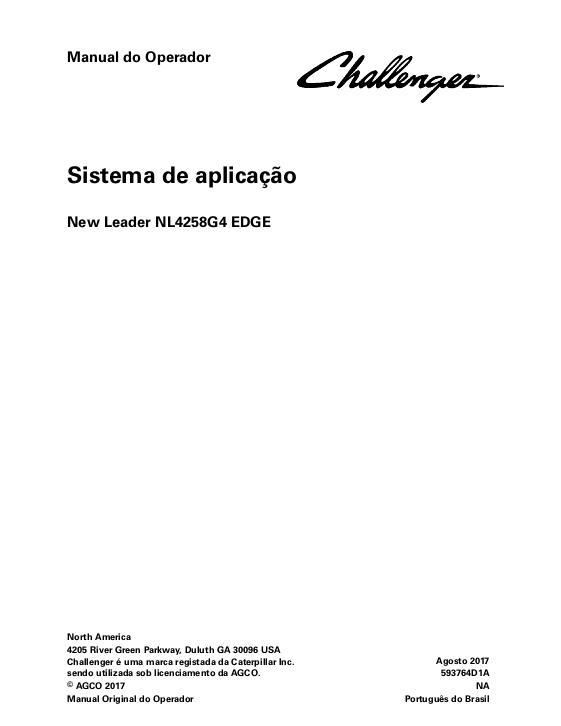 AGCO NL4258G4 EDGE RoGator (system) Operator Manual 593764D1A Portuguese