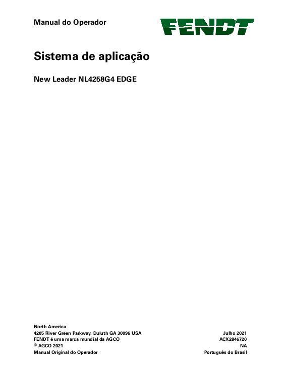 AGCO NL4258G4 EDGE RoGator (system) Operator Manual ACX2846720 Portuguese