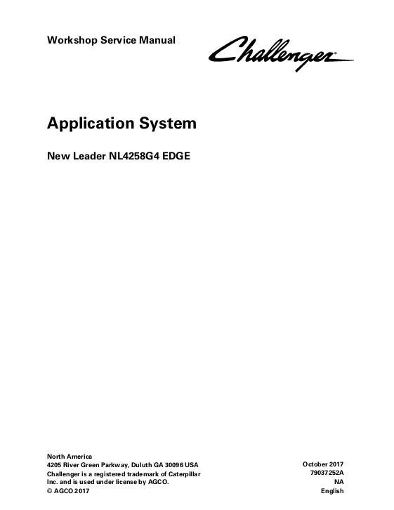 AGCO NL4258G4 EDGE RoGator (system) (packet) Service Manual 79037252A English