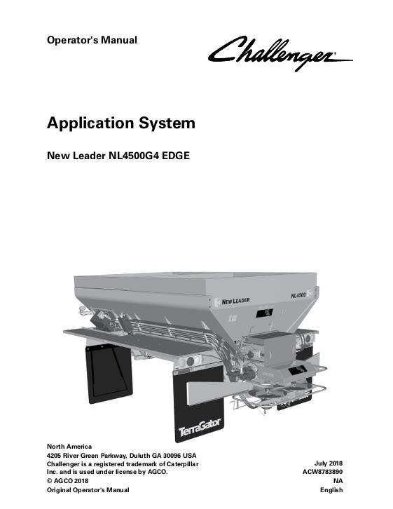 AGCO NL4500G4 EDGE TerraGator (system) Operator Manual ACW8783890 English