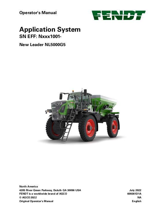 AGCO NL5000G5 Spinner (system, eff Nxxx1001, 2022) Operator Manual 609361D1A English