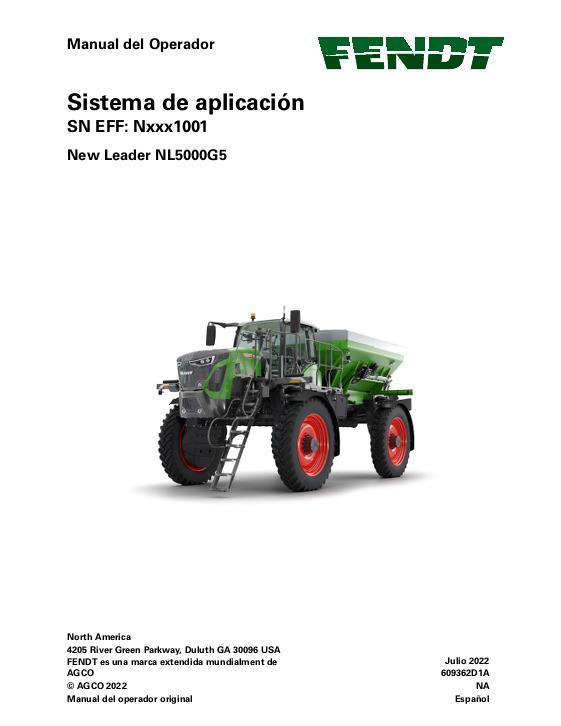 AGCO NL5000G5 Spinner (system, eff Nxxx1001, 2022) Operator Manual 609362D1A Spanish