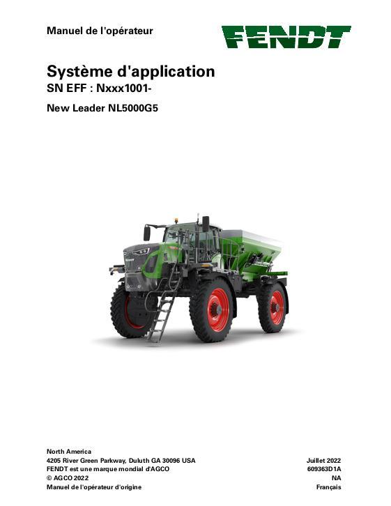 AGCO NL5000G5 Spinner (system, eff Nxxx1001, 2022) Operator Manual 609363D1A French